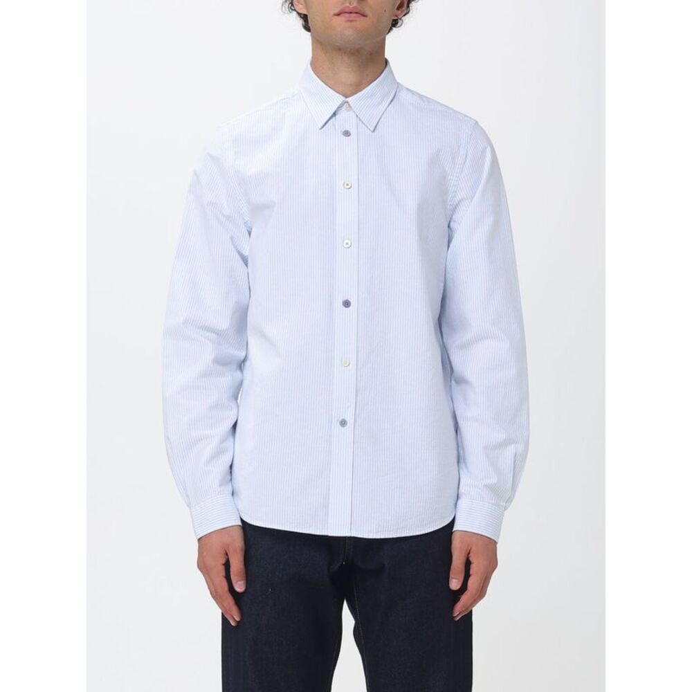 Paul Smith Men Paul Smith Striped Organic Cotton Shirt With French Collar
